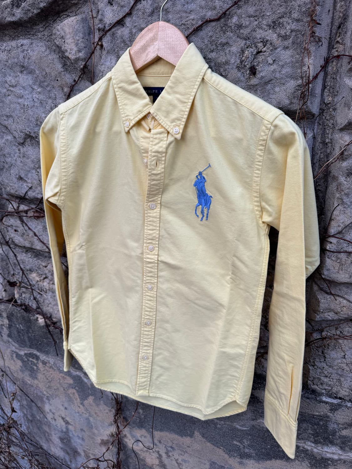 폴로 랄프로렌 빈티지 빅 포니 자수 로고 옥스포드 셔츠 옐로우 여성 상품이미지3