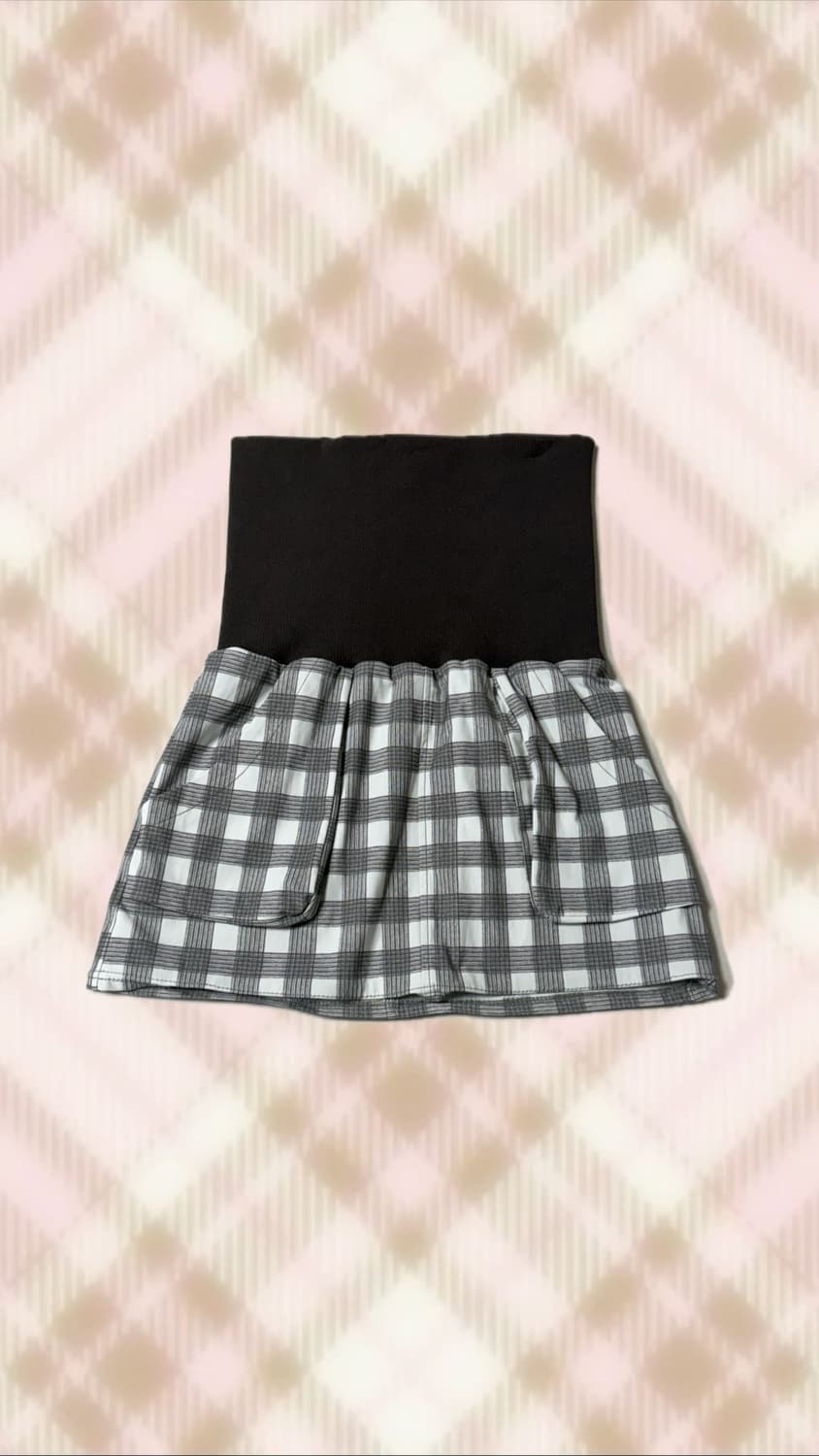 브라운 체크 스커트 치마 라떼 히메 갸루 러블리 로걀 모리 와투케 빈티지 상품이미지2