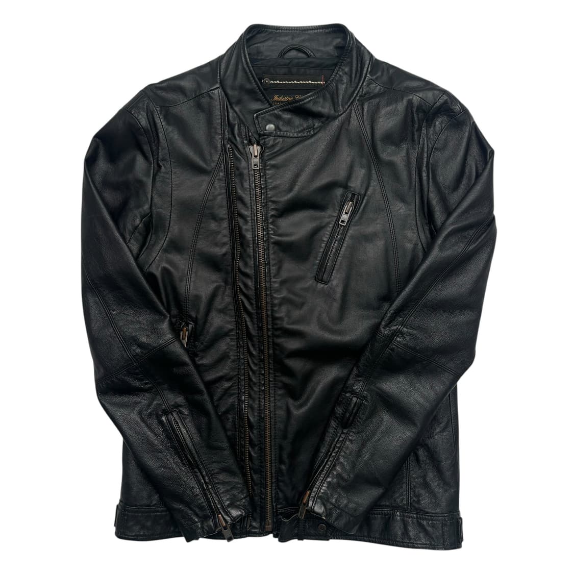 인더스트리 클로싱 빈티지 블랙 비대칭 레더 자켓 S 상품이미지1