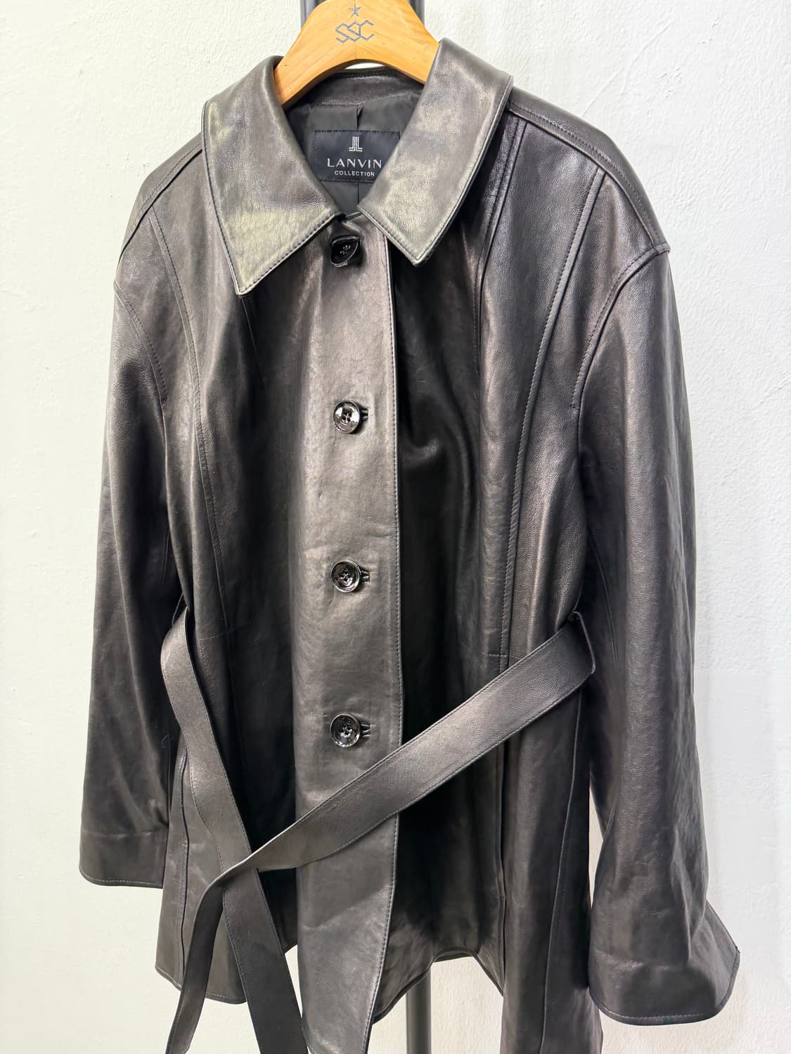 정품) LANVIN 랑방 한섬 천연 가죽 레더 트렌치 코트 자켓 82 상품이미지2