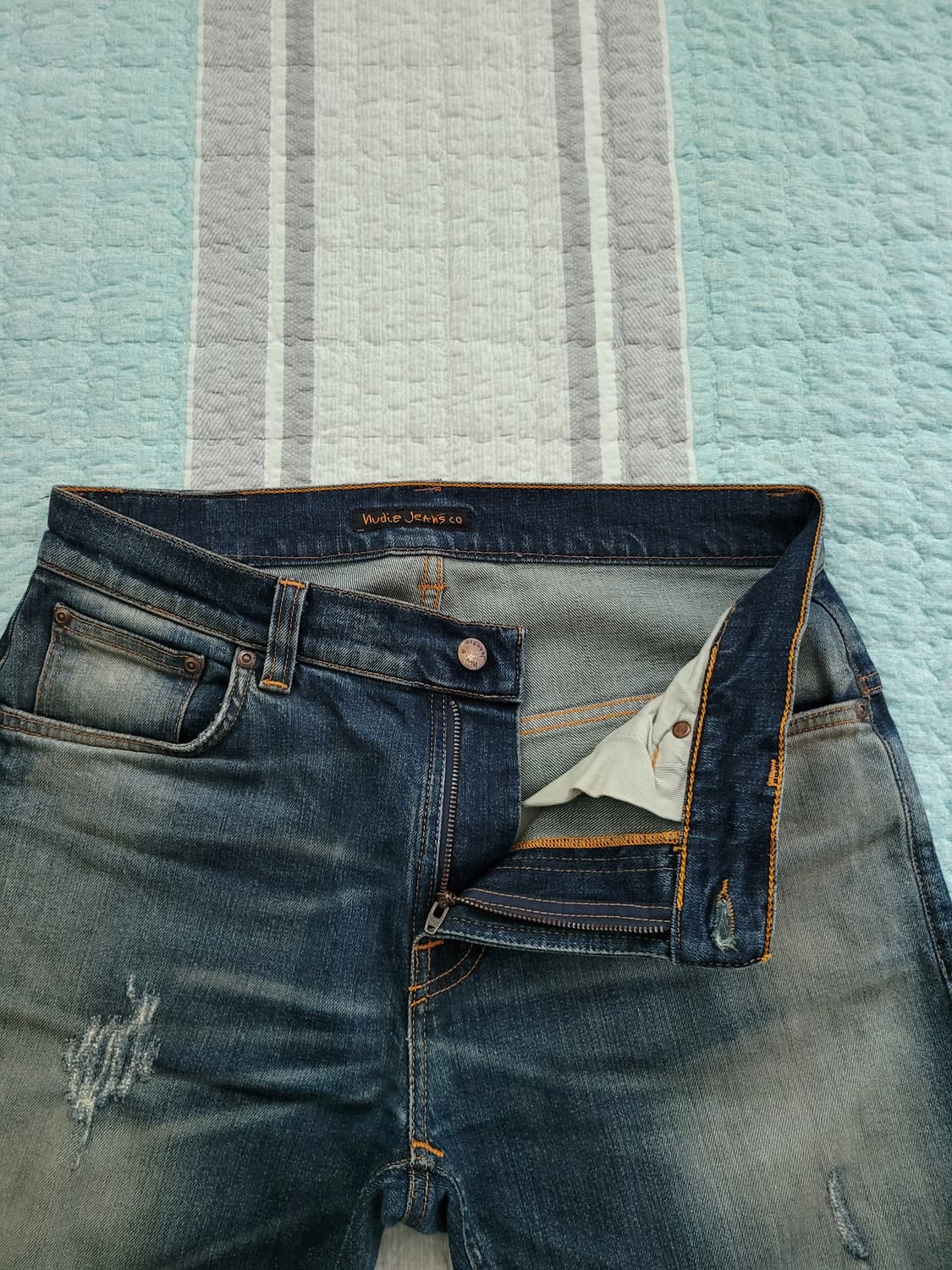 누디진 nudiejean 씬핀 매드 레플리카 데미지리페어 스판슬림진 32 상품이미지4