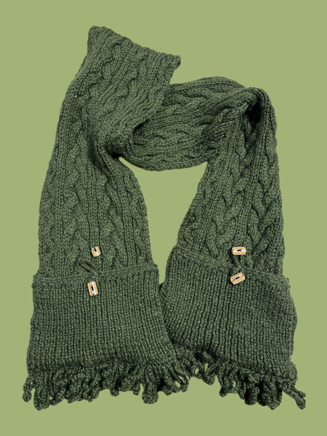 빈티지 그린 우드단추 핸드워머 목도리 상품이미지1
