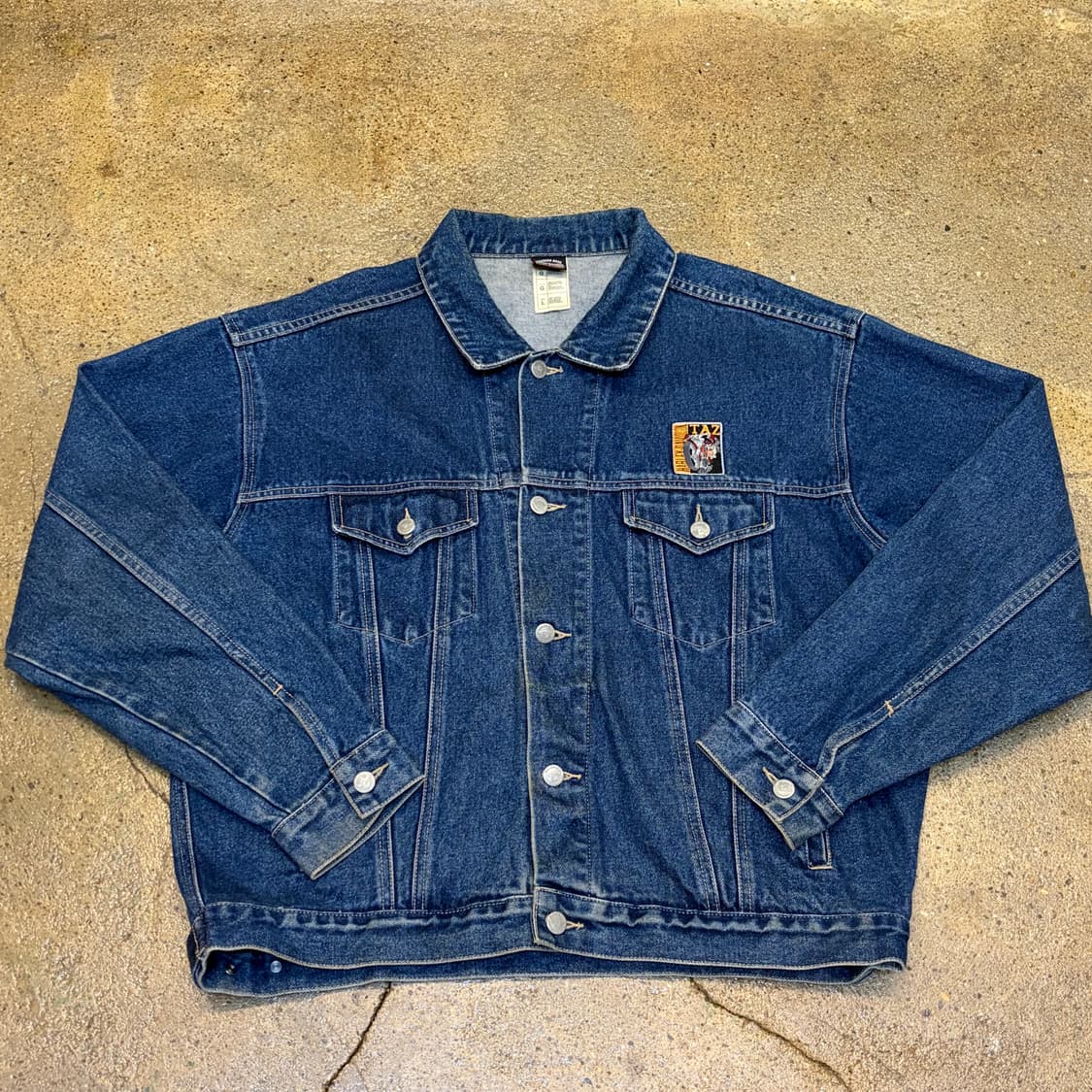 90s USA 빈티지 할리데이비슨 x 워너스브라더스 청자켓 상품이미지5