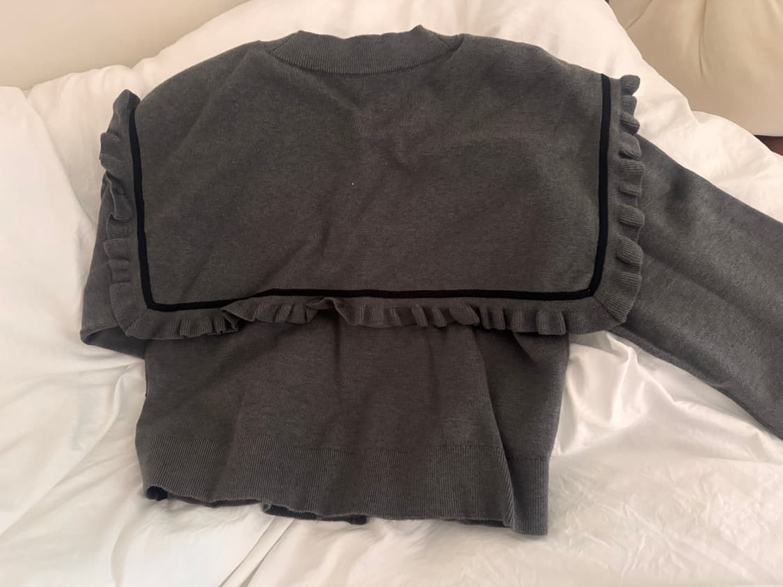 Kuose V-neck Lapel Grey Women Cardigan  상품이미지4