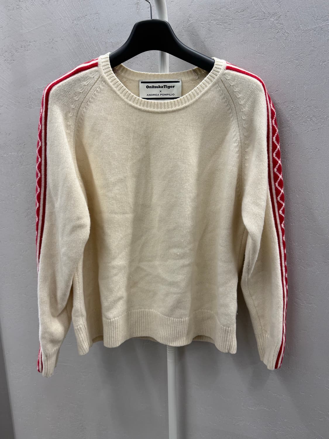 오니츠카타이거 아이보리색 라인 니트 M 상품이미지2