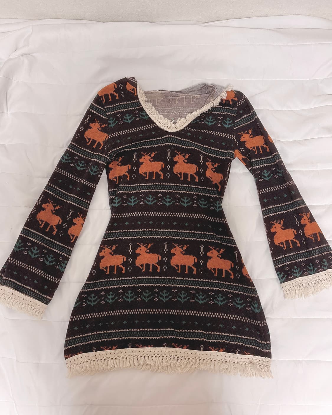 일본 빈티지 노르딕 패턴 니트 원피스 하구미 모리걸 임수정 송은채 상품이미지1