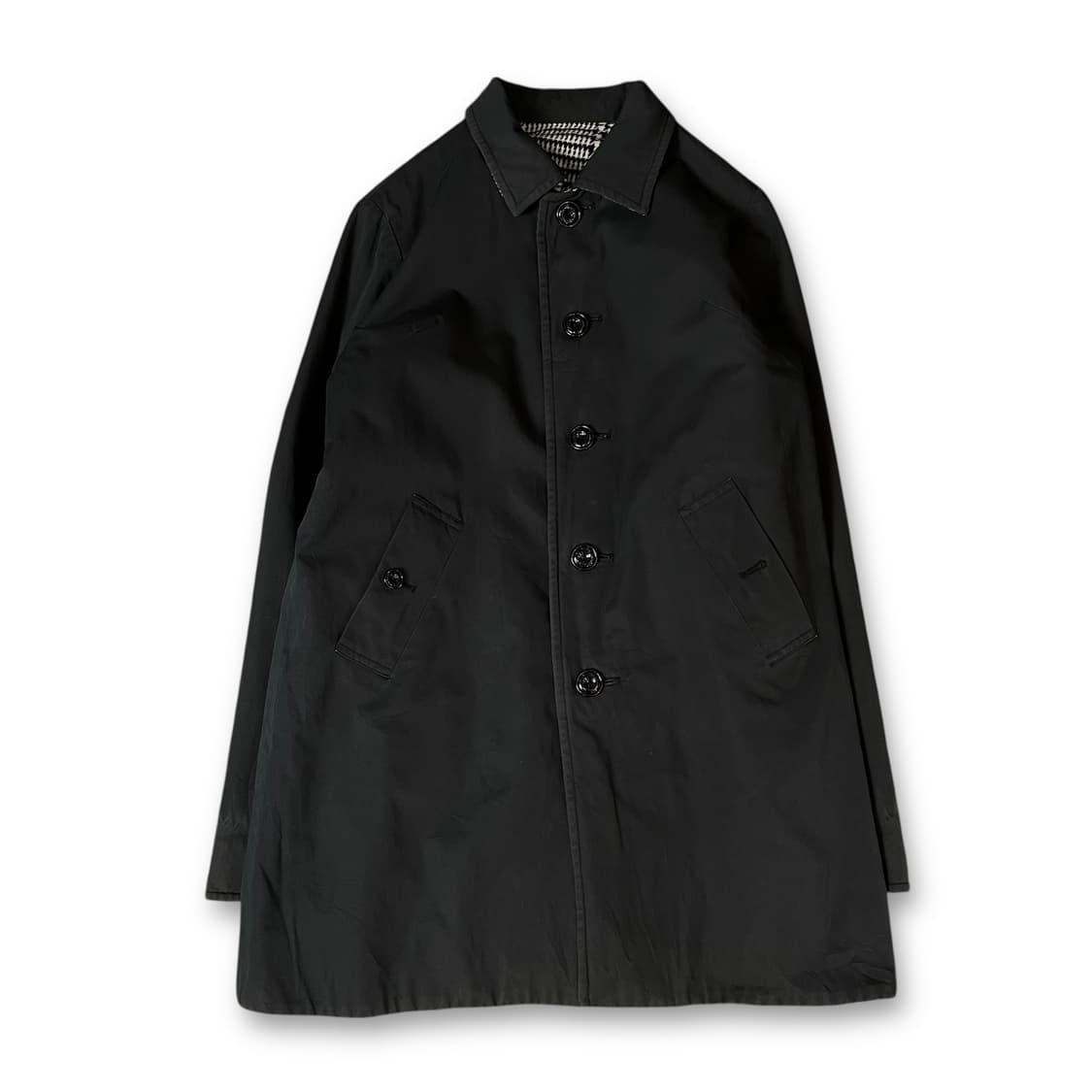 빈티지 블랙 패턴 리버시블 싱글 코트 상품이미지1