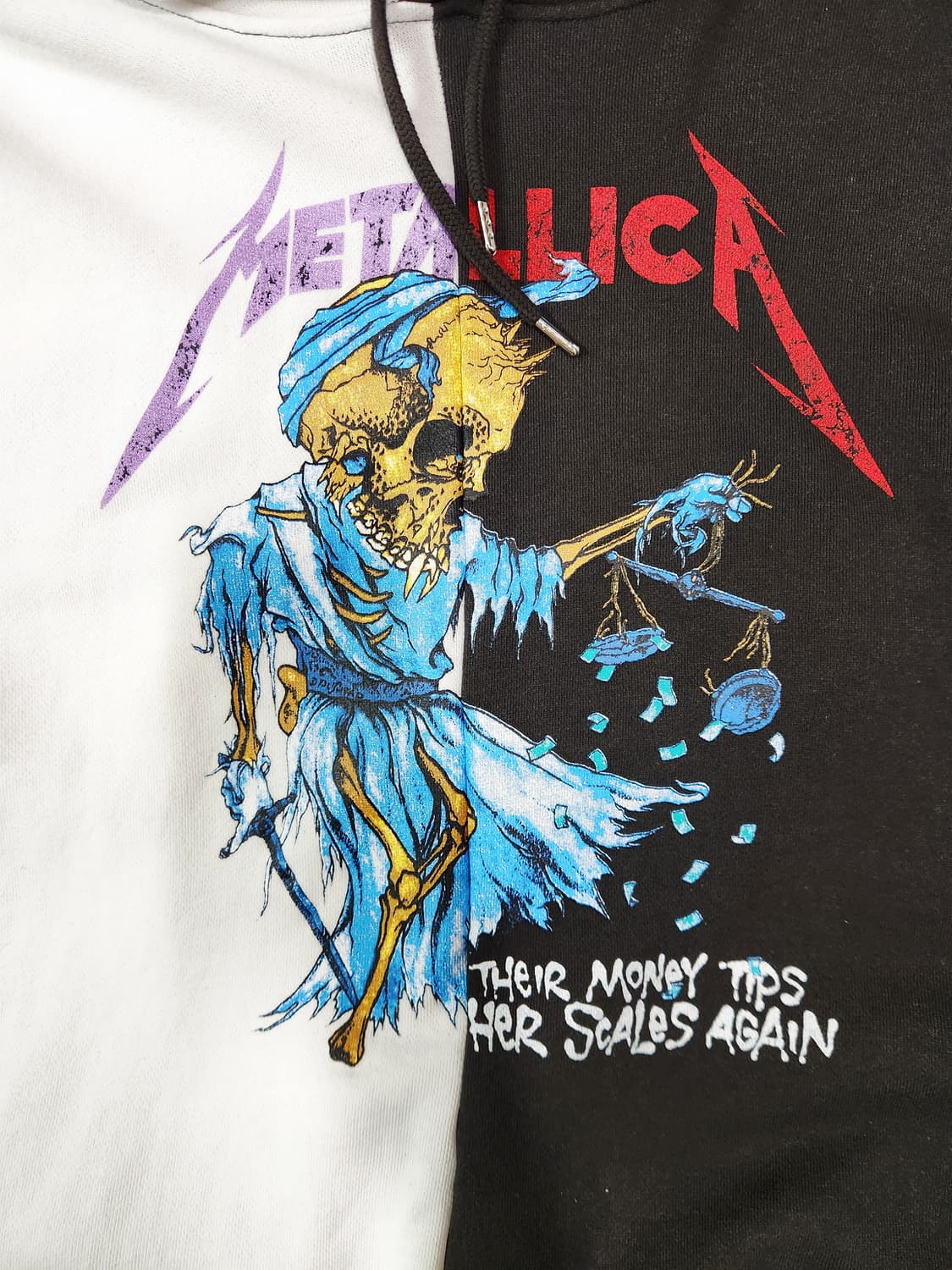 메탈리카 블랙 화이트 프린트 후드 티셔츠 상품이미지3