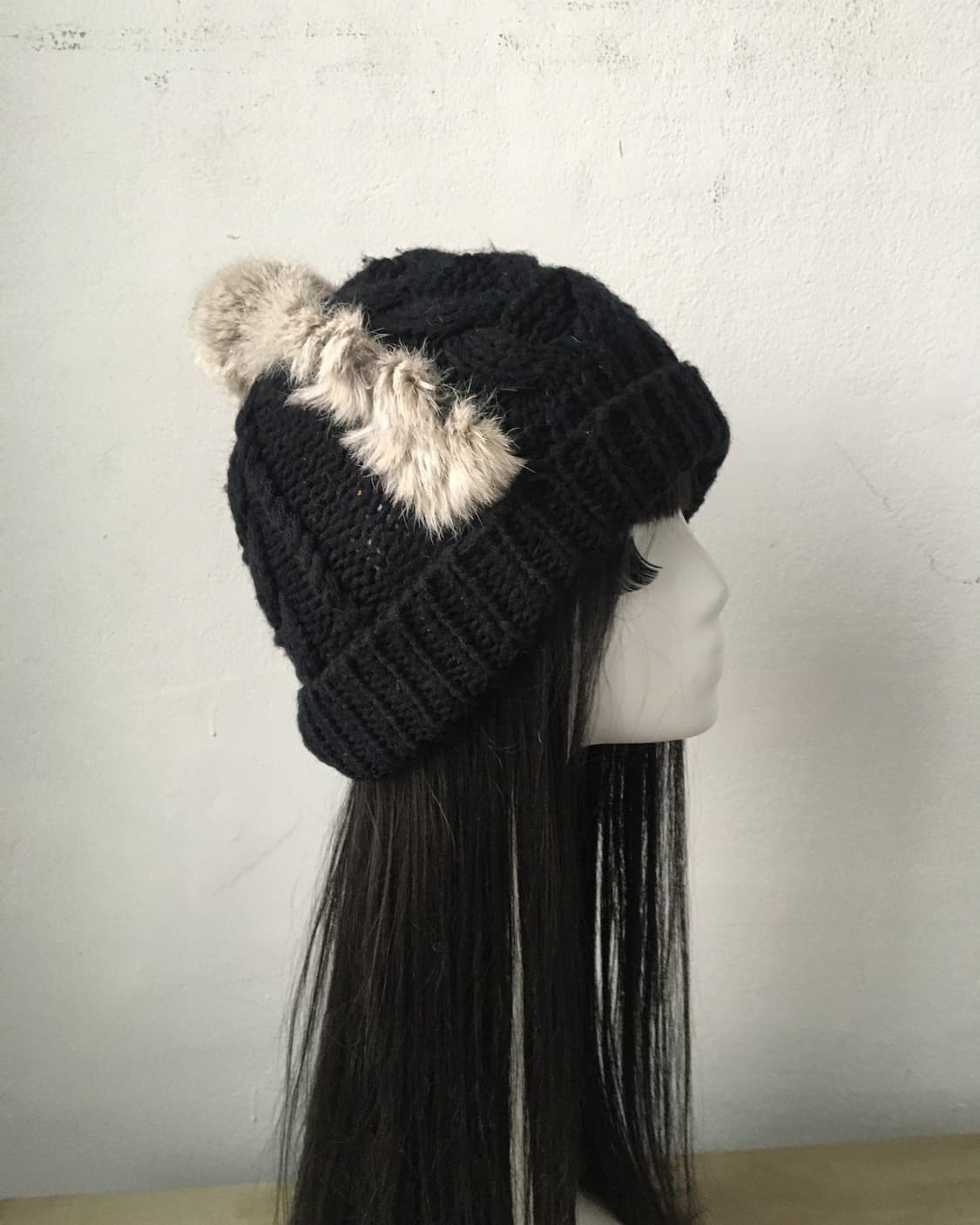  fur trimming pom knit beanie 상품이미지1