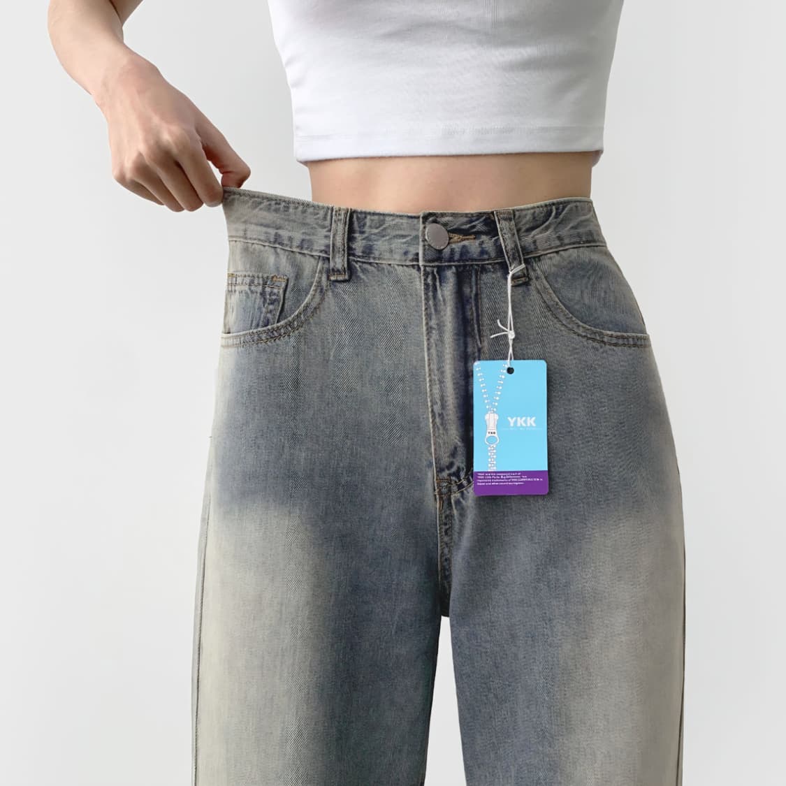 복플레이스 여름 쿨링 후들 워싱 데님팬츠 ootj 바온 블랙업 상품이미지2