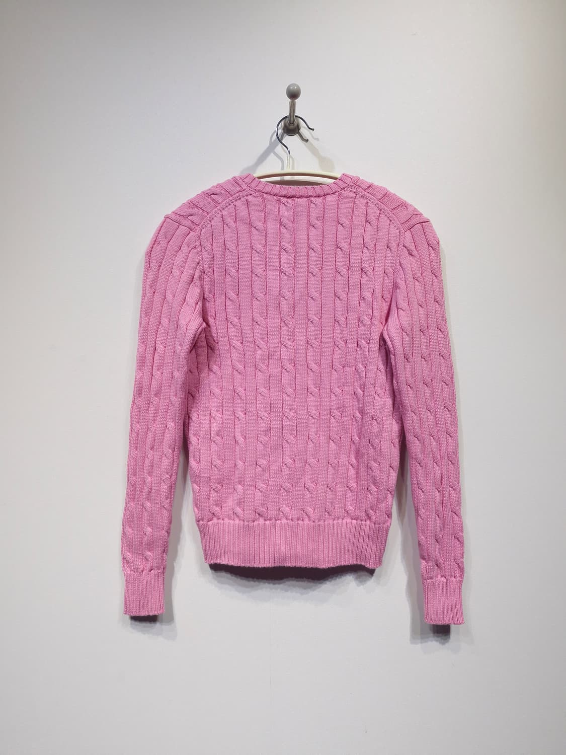 [신형QR]폴로랄프로렌 케이블 브이넥 니트 핑크 상품이미지2