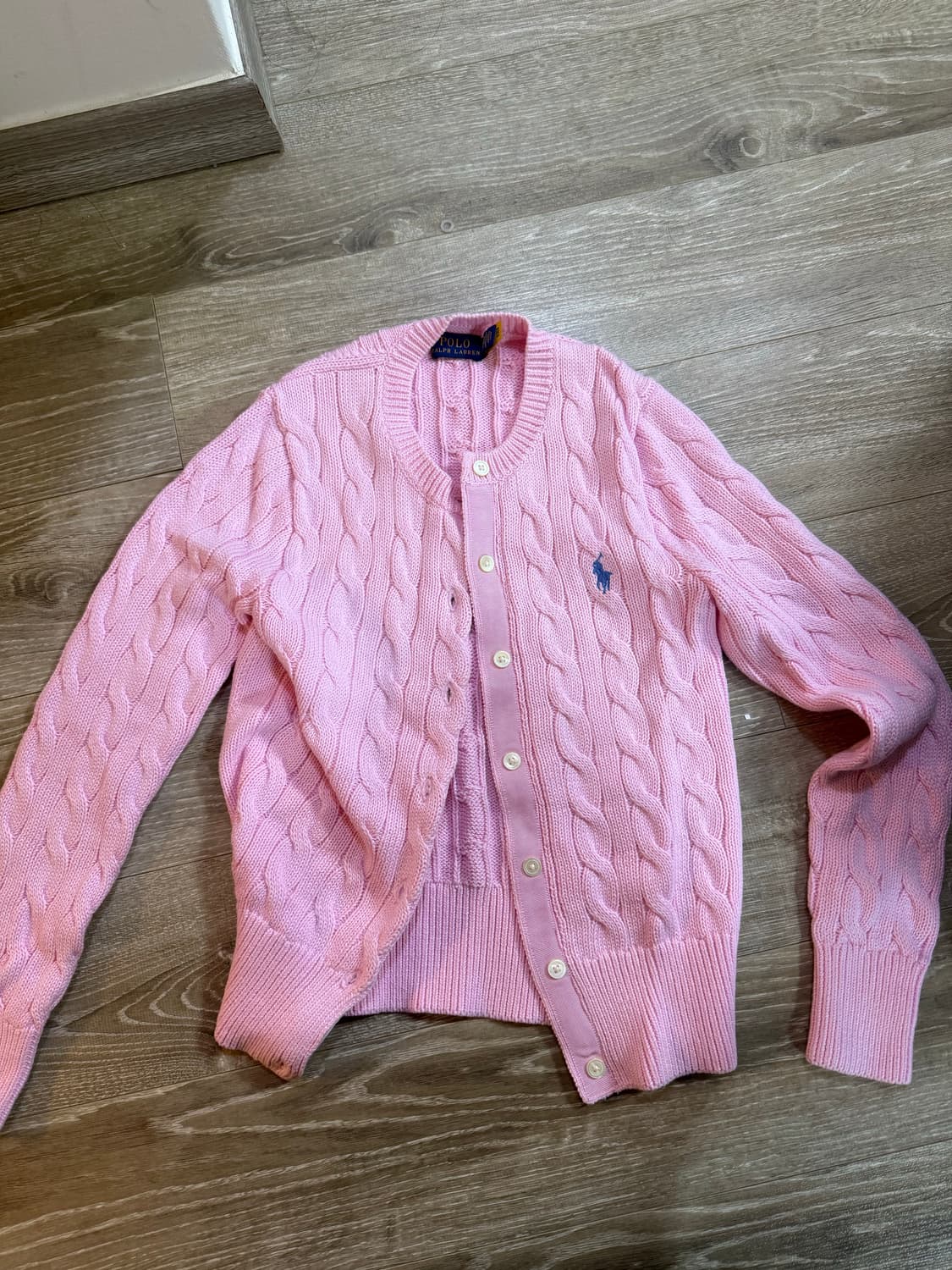 폴로 랄프로렌 꽈배기 케이블 니트 xs 연핑크 상품이미지1