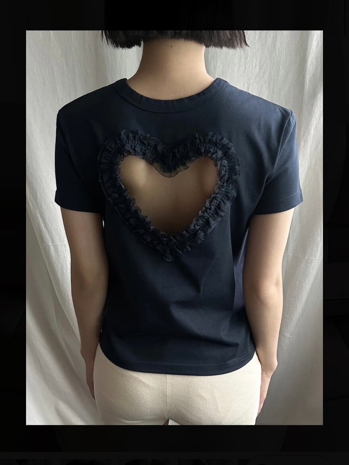 동은 dongeun 레이스 하트 티셔츠 네이비 lace heart t 상품이미지2