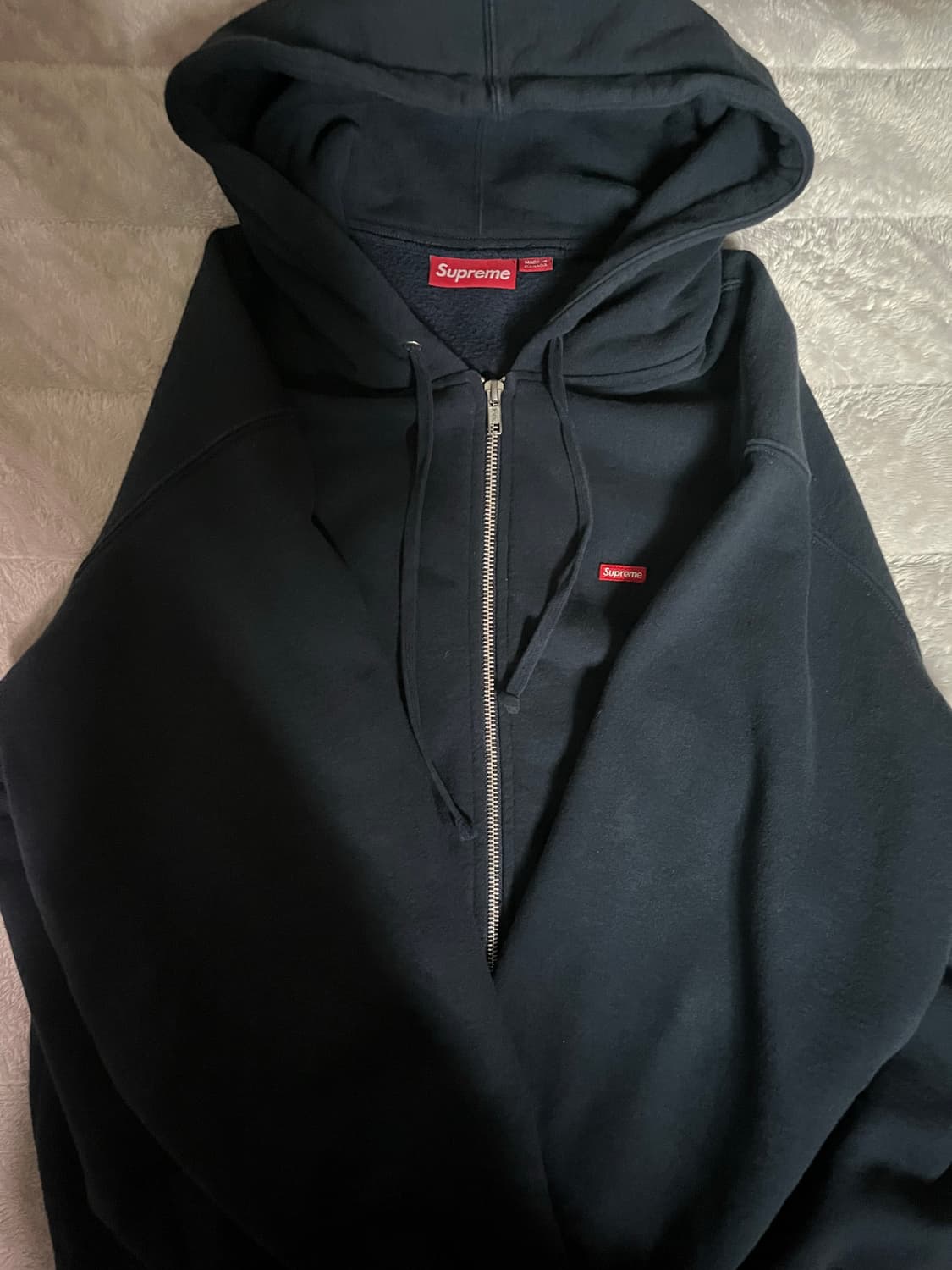 슈프림 스몰박스 집업 후드 스웨트셔츠 네이비 - 24FW m사이즈 상품이미지2