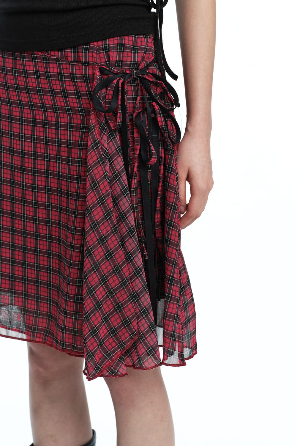 Roughneck  Unbalance Tie Skirt Red 상품이미지4