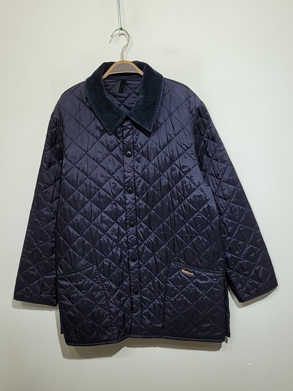 (XL) 바버 퀼팅자켓 네이비 코듀로이 카라넥 누빔점퍼  상품이미지1