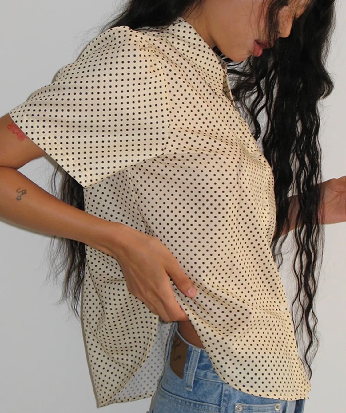 POLKA DOT SHORT SLEEVE SHIRT CREAM 상품이미지2