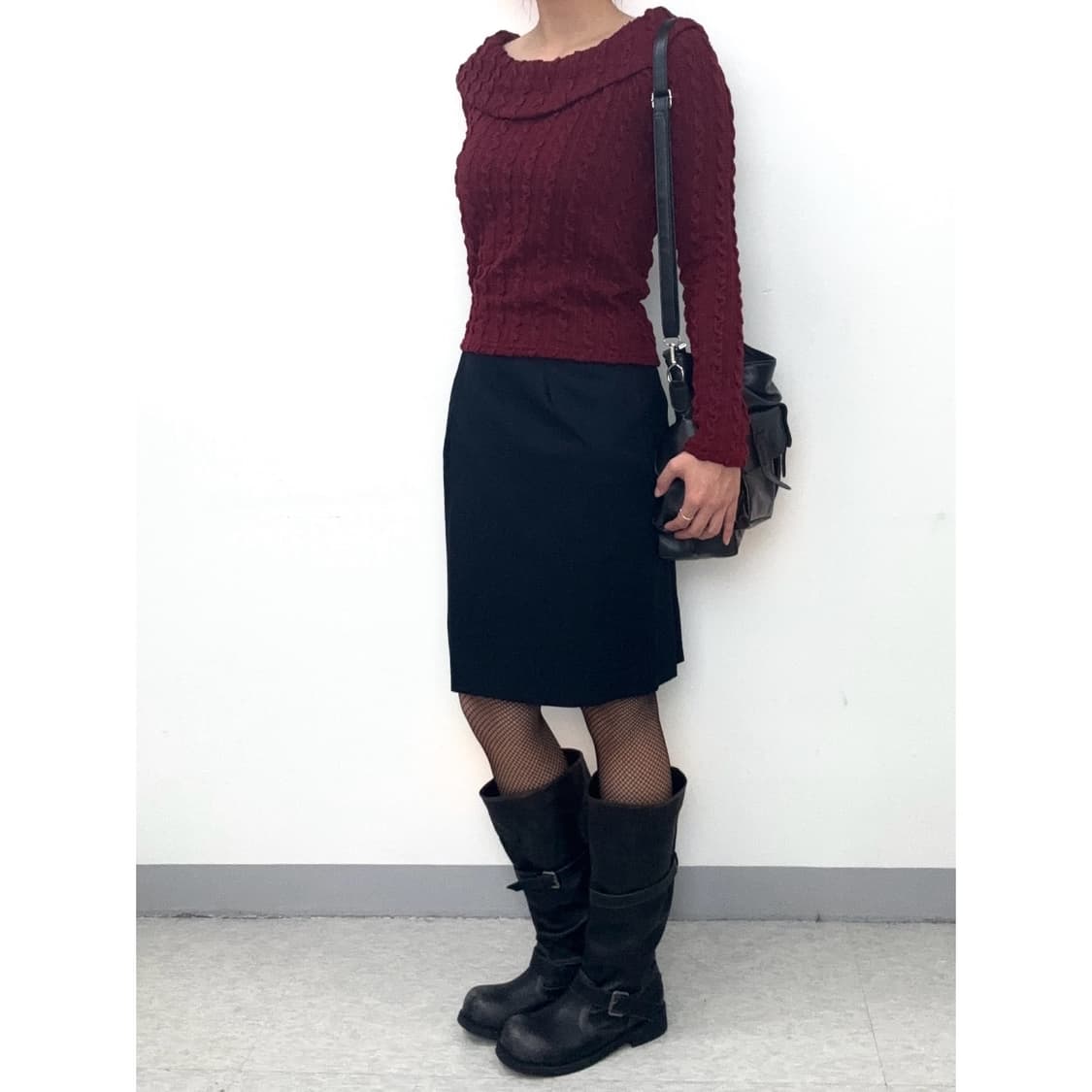 빈티지 버건디 오프숄더 상품이미지3