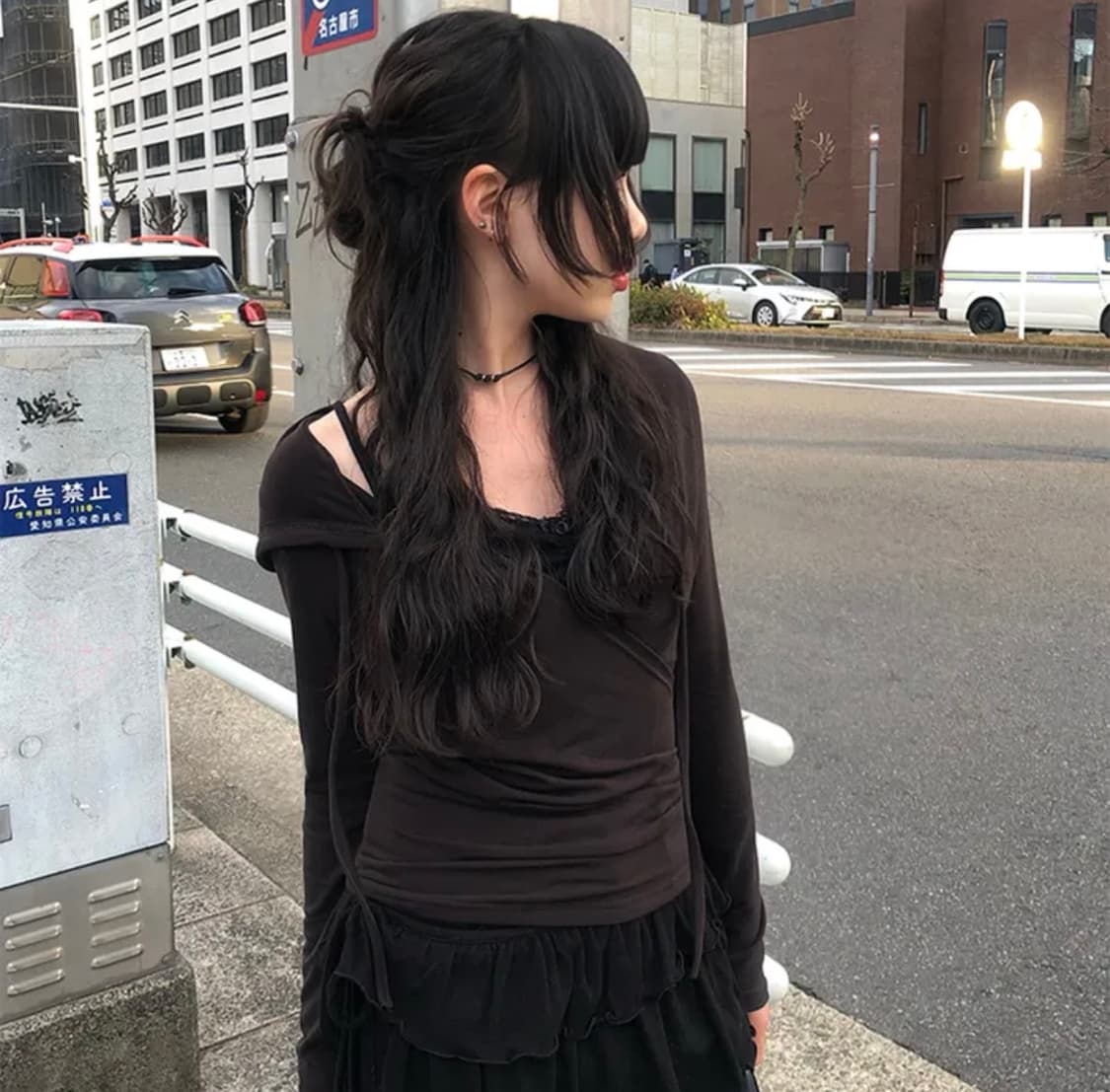 애니원모어 셔링 랩 후드 티셔츠 + 레이스 골지 캡나시 세트 상품이미지1