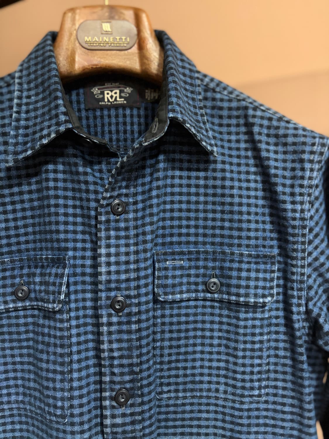 (M) RRL 인디고 플레이드 워크 셔츠 상품이미지2