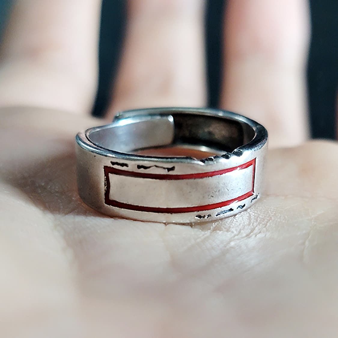 Crimson 실버 남자 엔틱 빈티지 명품 레드 사각 스퀘어 반지 상품이미지5