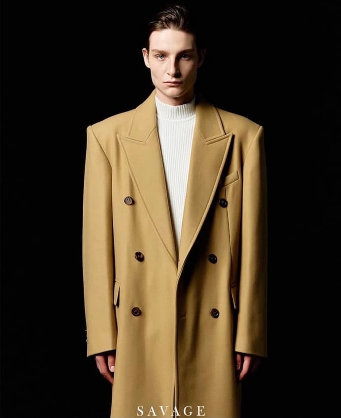 SAVAGE 세비지 카멜 더블 코트 M 새상품 상품이미지1