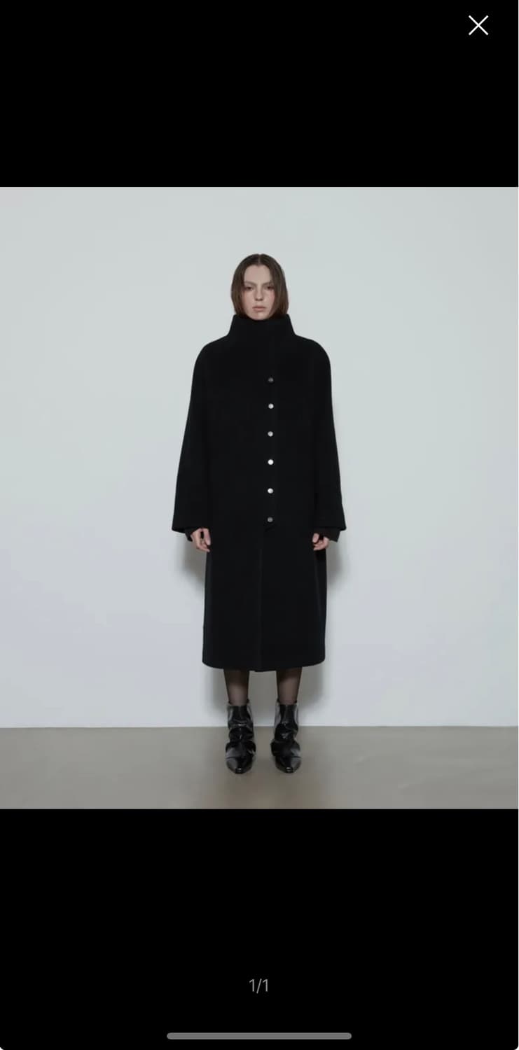 쓰리투에이티 Snap-Button Wool Coat (Black) 상품이미지5