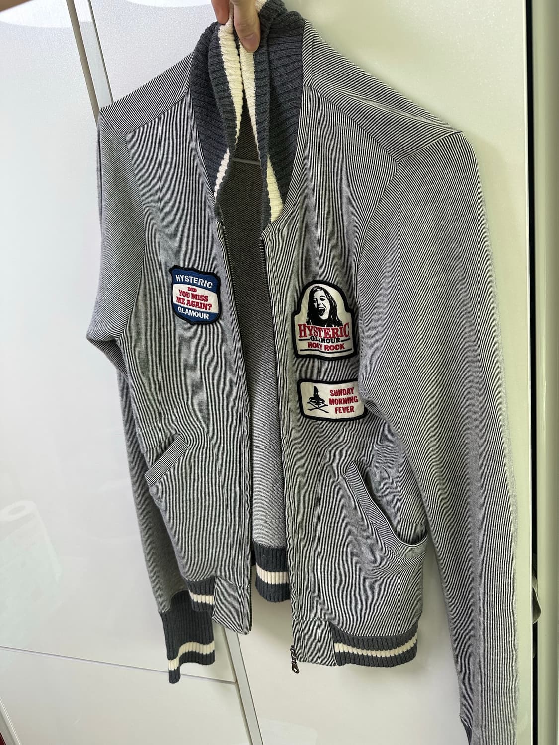 남녀공용) 히스테릭그래머 패치 니트집업 상품이미지1