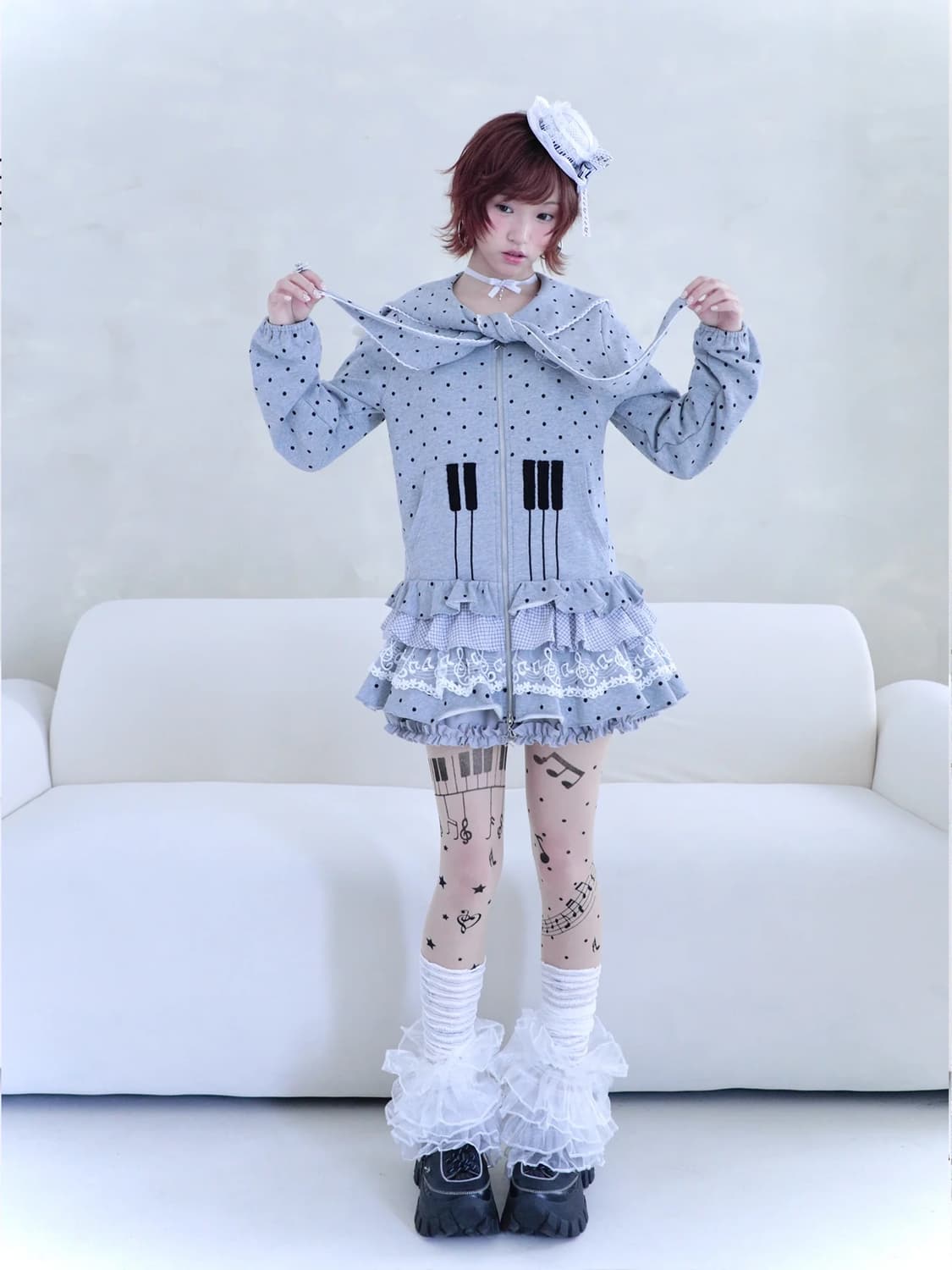 Piano Buttons Polka Dots Dress 상품이미지6