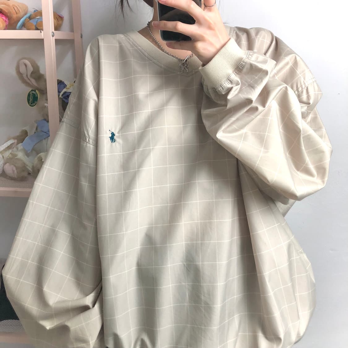 폴로 베이지 체크 왕아방 웜업 상품이미지3