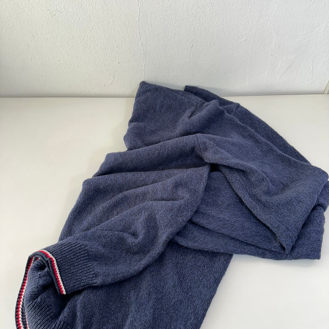 XXL 타미힐피거 나염네이비 루즈핏 라운드 면니트 상품이미지5