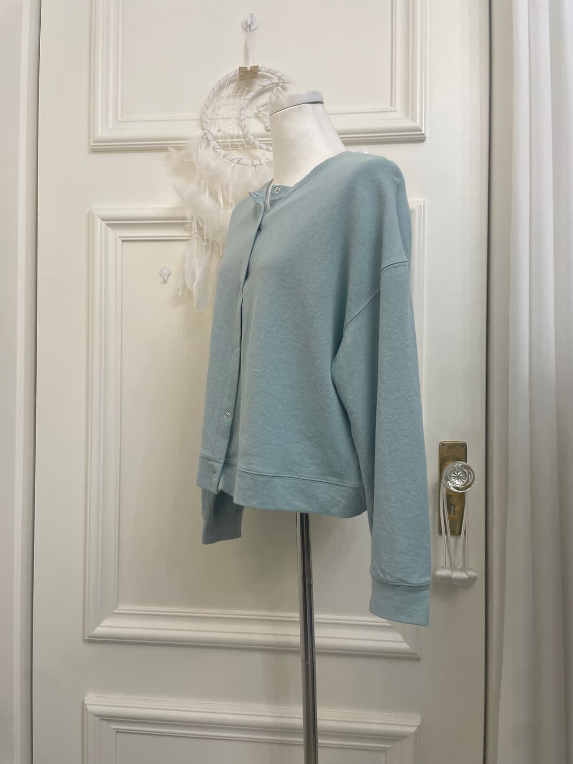 indi mint cotton snap button cardigan to 상품이미지2