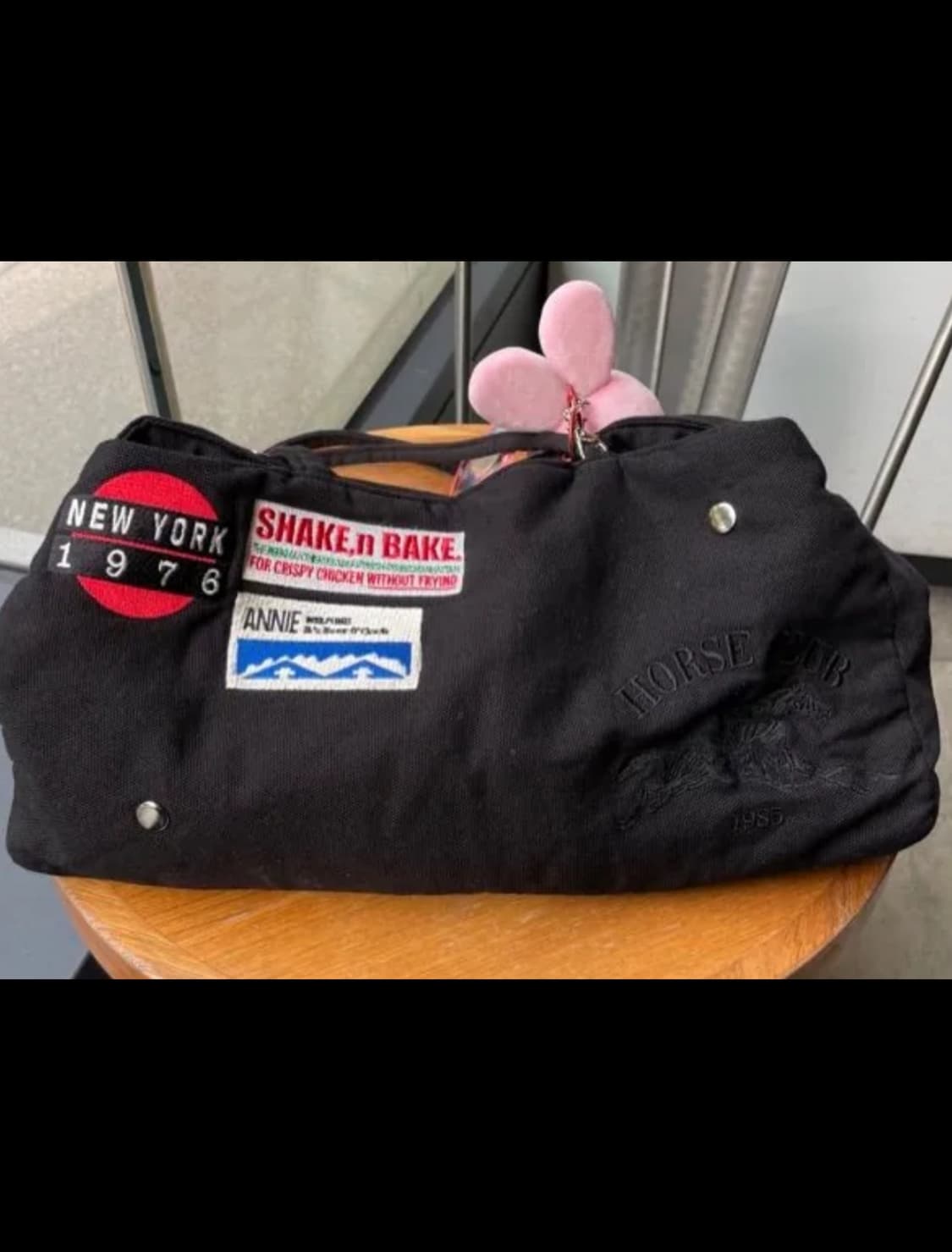 KIJUN PATCH SHOPPER BAG UNISEX BLACK | 후루츠패밀리