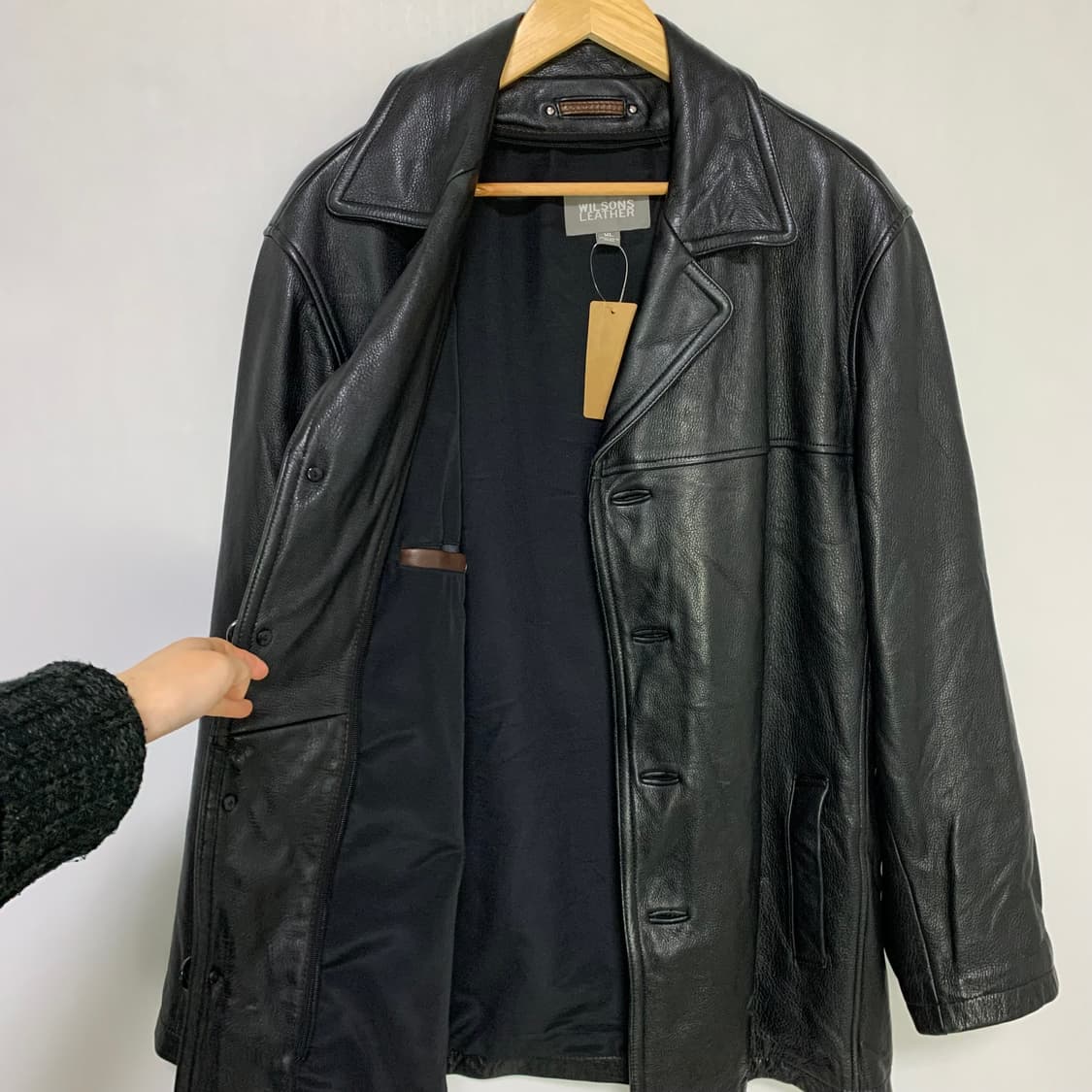 윌슨 레더 빈티지 천연가죽 블랙 리얼 레더 자켓 XL 디올도프제이슨 상품이미지5