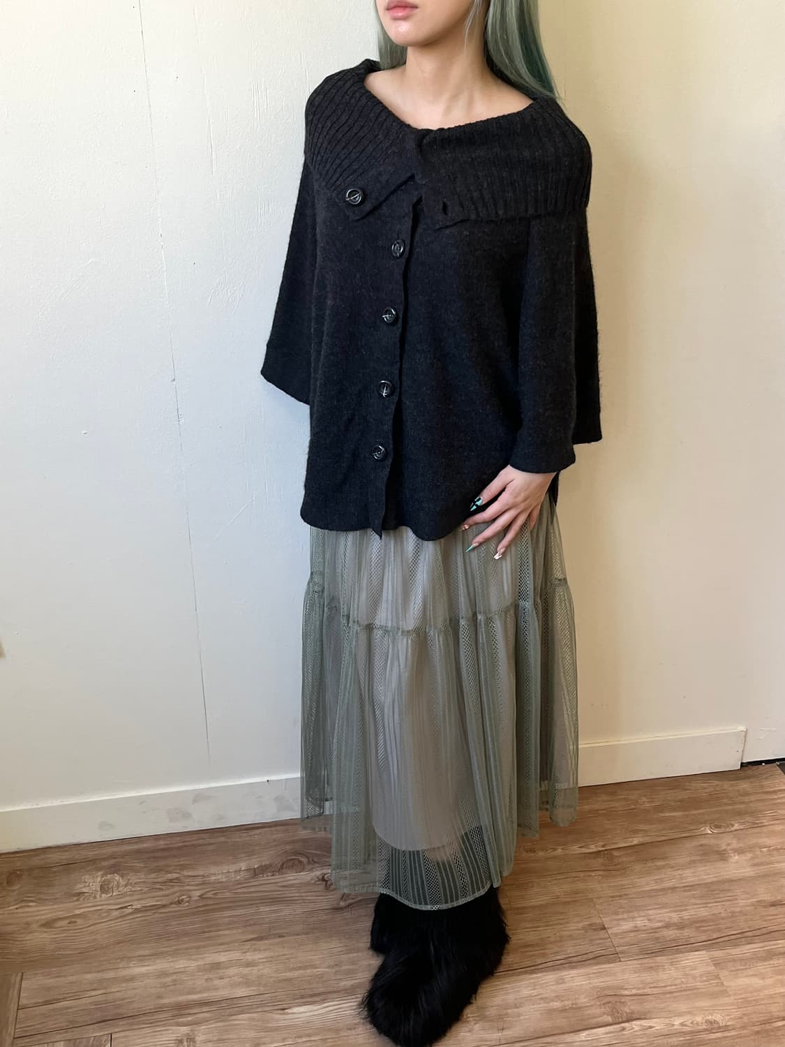 imana 버튼업 케이프 자켓 상품이미지7