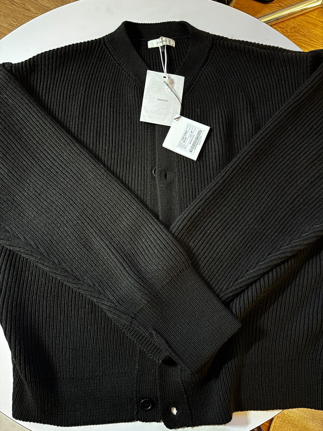 AMOMENTO MEN HIGH V-NECK CARDIGAN BLACK 상품이미지2