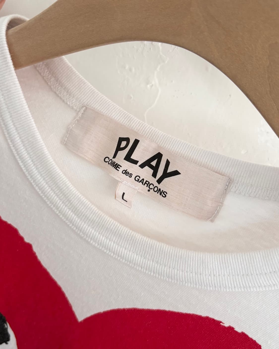 COMMEdesGARCONS 꼼데가르송 화이트컬러 레드 하트프린팅 티셔츠 상품이미지6