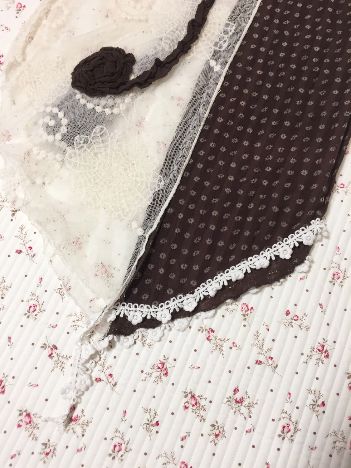 빈티지 모리걸 잔꽃 레이스 스카프 상품이미지4