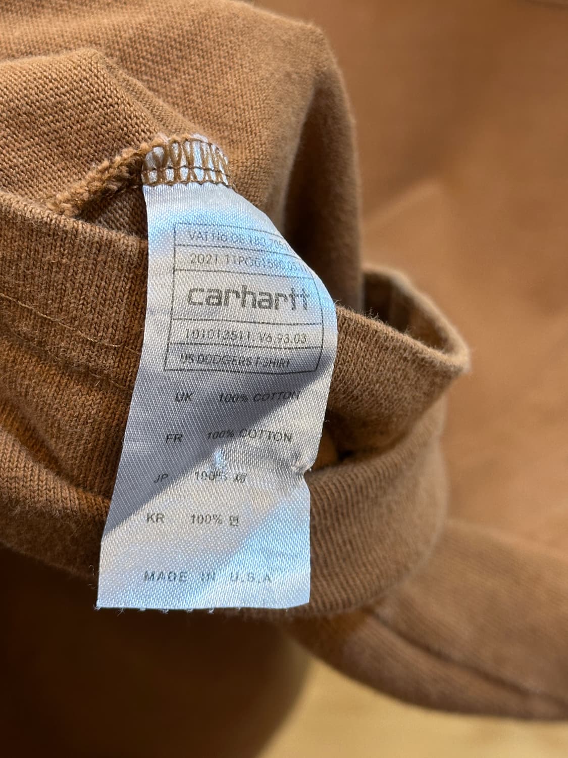 칼하트 포켓 반팔 티셔츠 브라운 L 상품이미지4