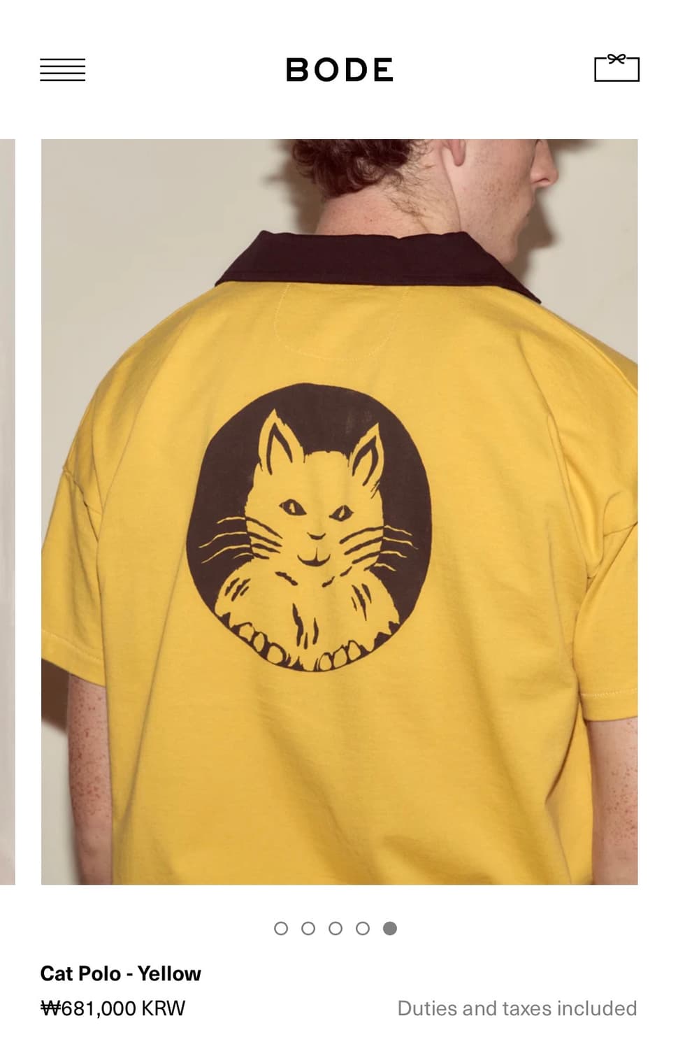 [L,XL]보디 BODE Cat 폴로 티셔츠/옐로우 상품이미지5