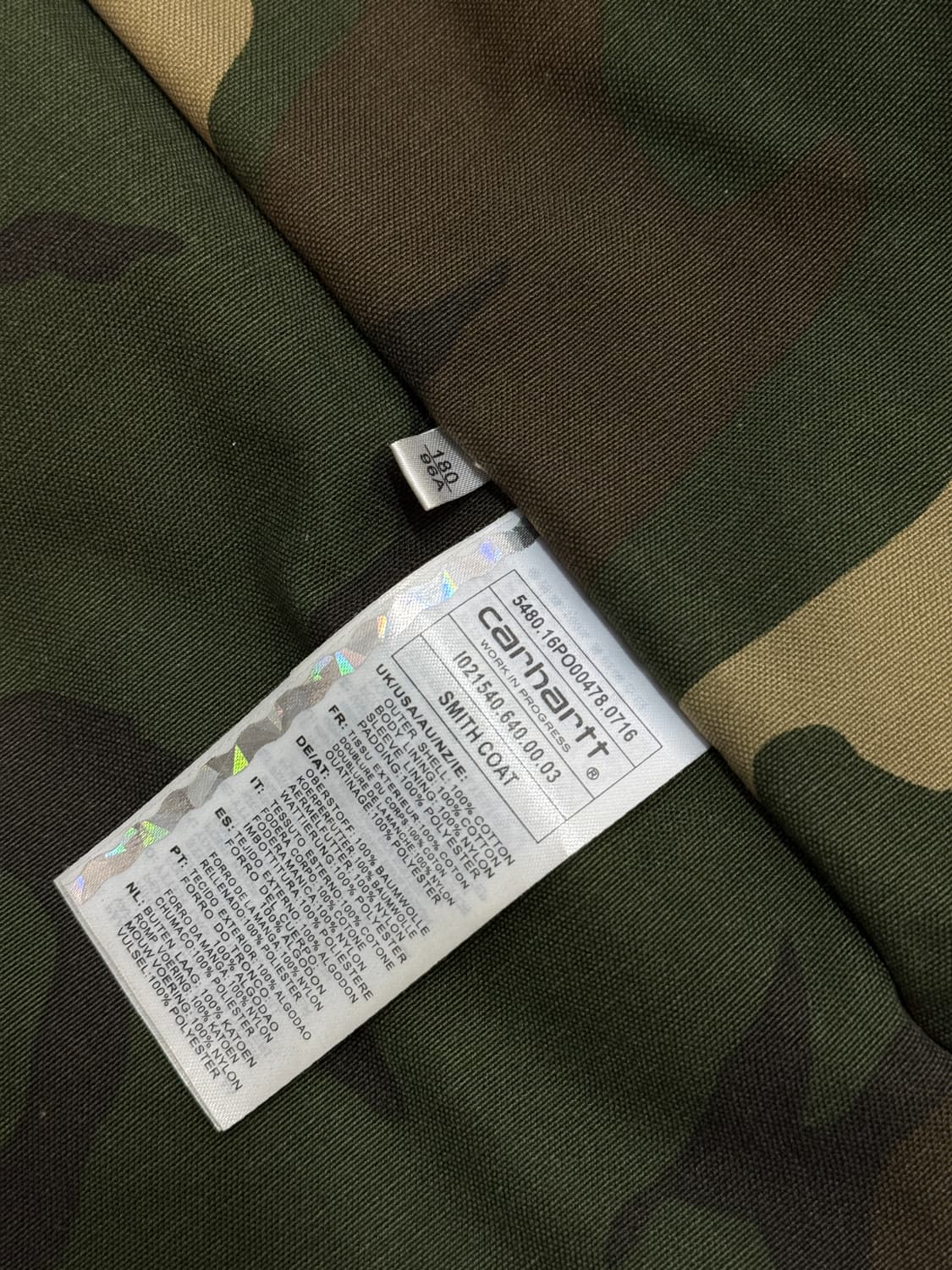 칼하트 WIP 카모 스미스 코트 자켓  상품이미지9