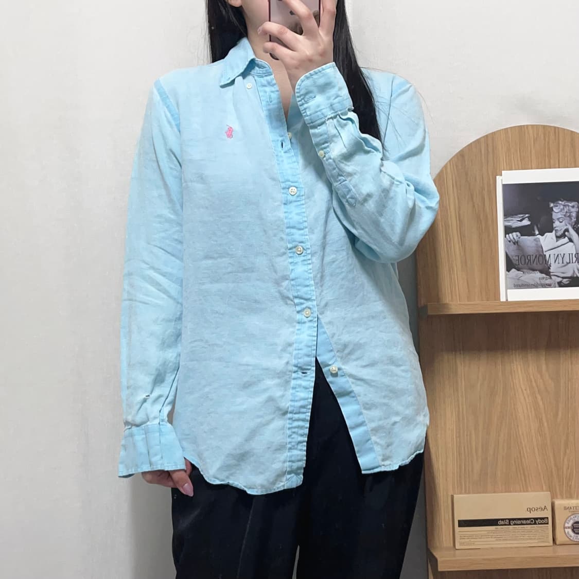 [정품] 폴로 소라 / 핑크포니 린넨 셔츠 [ XS ] 상품이미지2