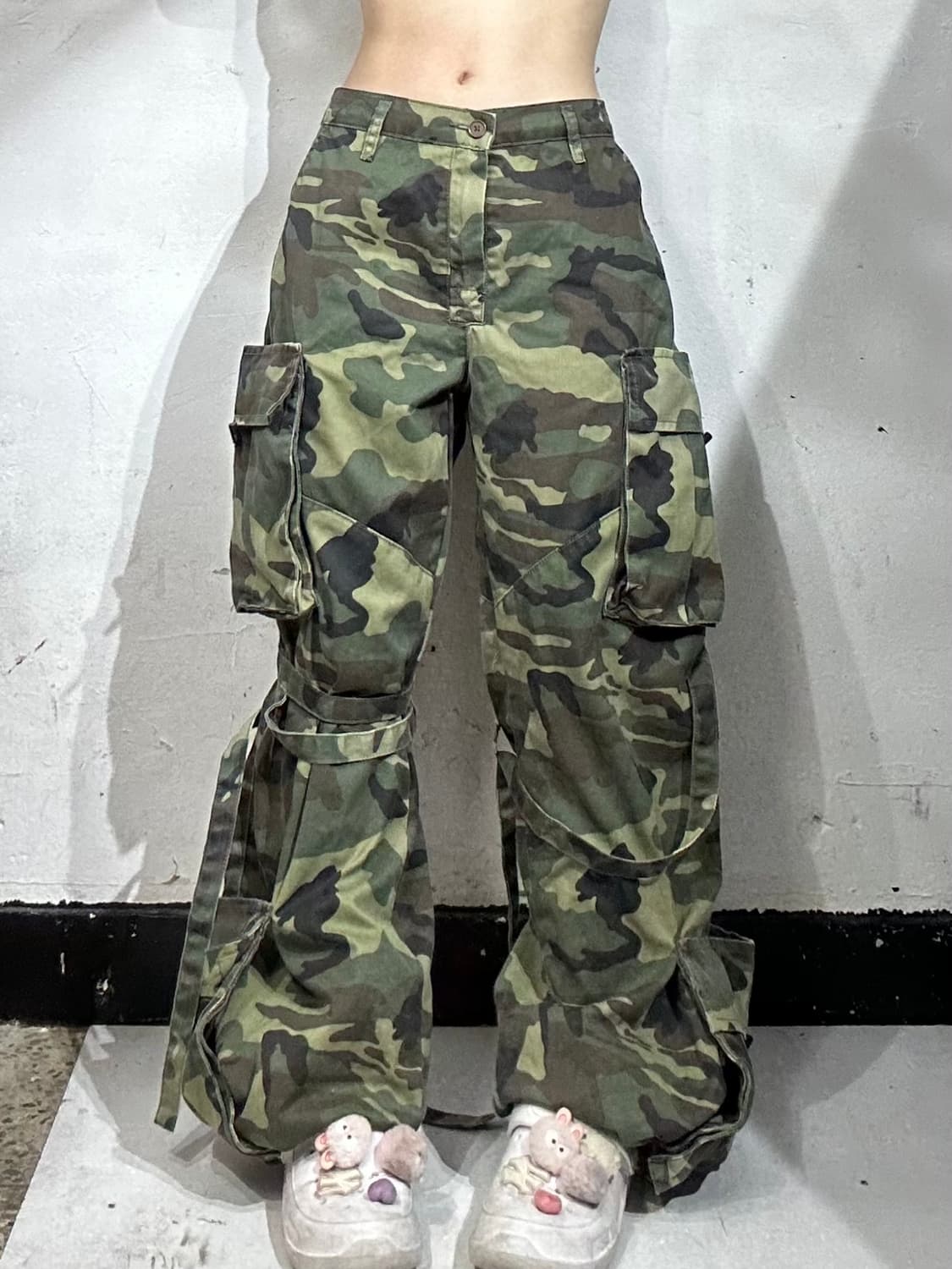 빈티지 카키 대장급 밀리터리 카모 와이드 건빵 바지 카고 팬츠  상품이미지2