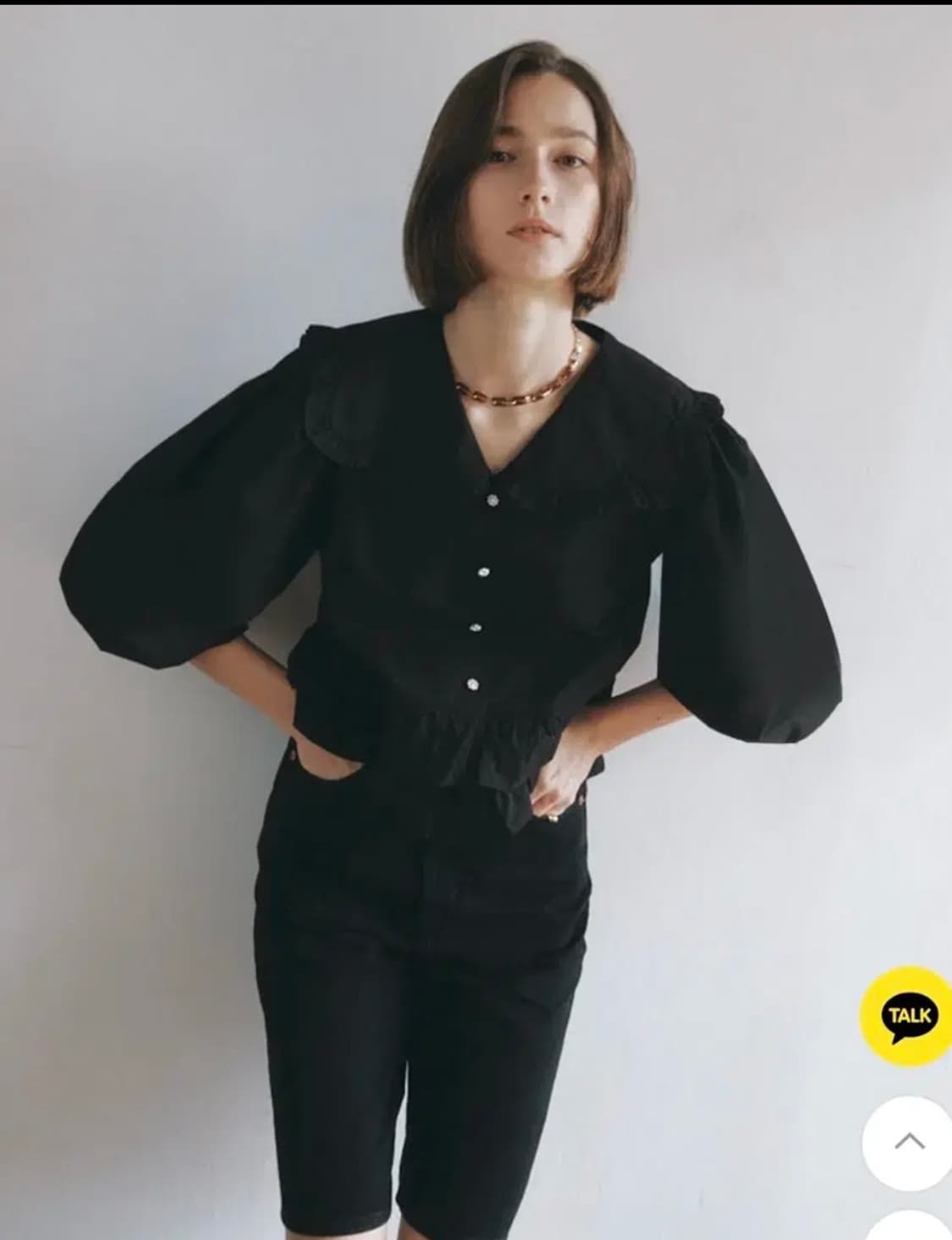 W컨셉 구매 아이아이 블랙 블라우스 eyeye 퍼프 블라우스 상품이미지2