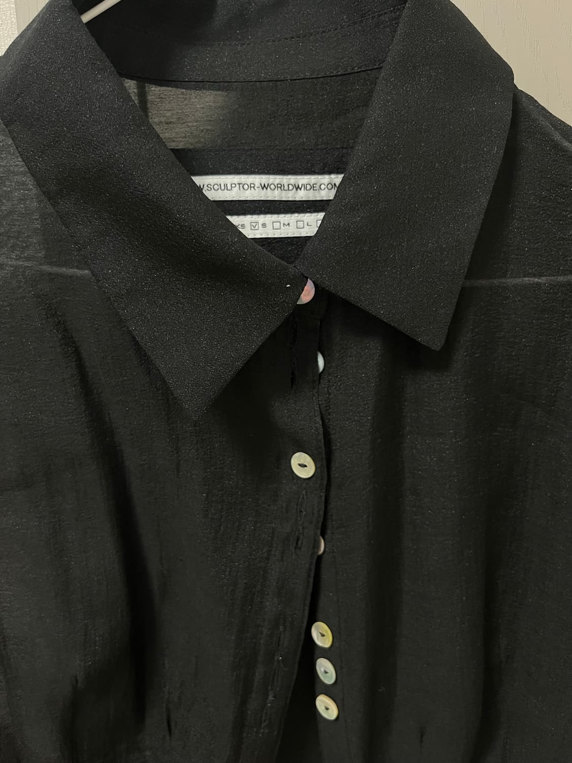 스컬프터 Sheer Pleated Hem Blouse Black S 상품이미지3