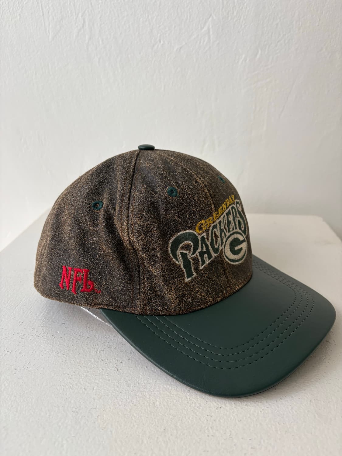 90's NFL Green Bay Pakers Leather cap 상품이미지2