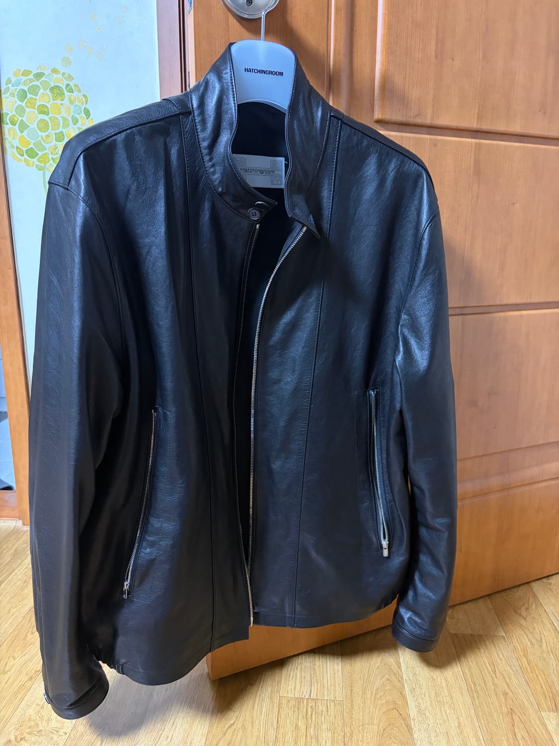 해칭룸 해링턴 레더 자켓 램스킨 블랙 3(M) 상품이미지3