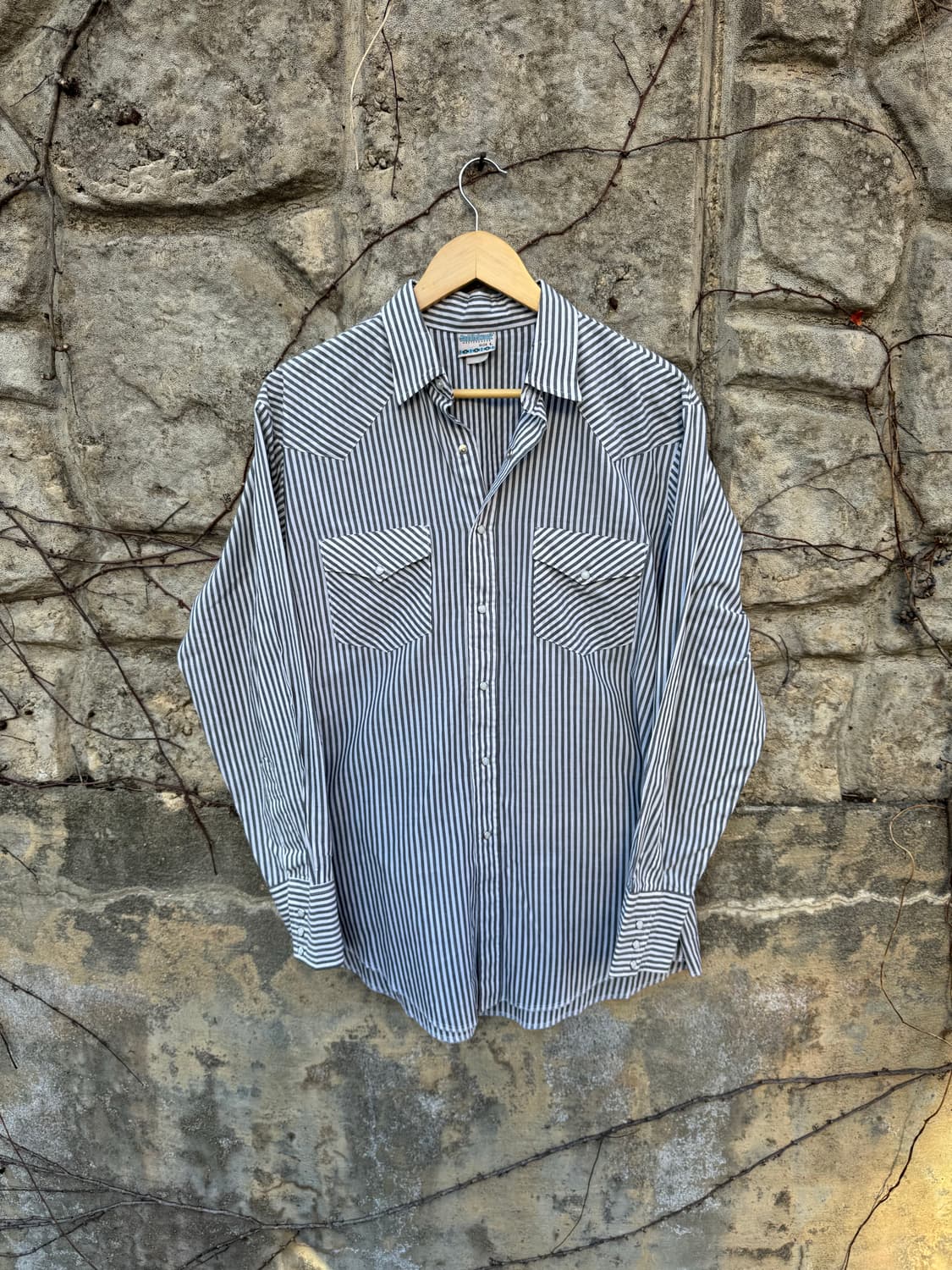 80s saddlebrook 빈티지 스트라이프 웨스턴 셔츠 L 상품이미지1