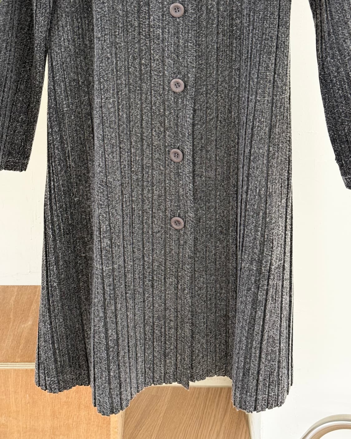 플리츠 플리즈 그레이 버튼업 롱 원피스 코트 상품이미지5