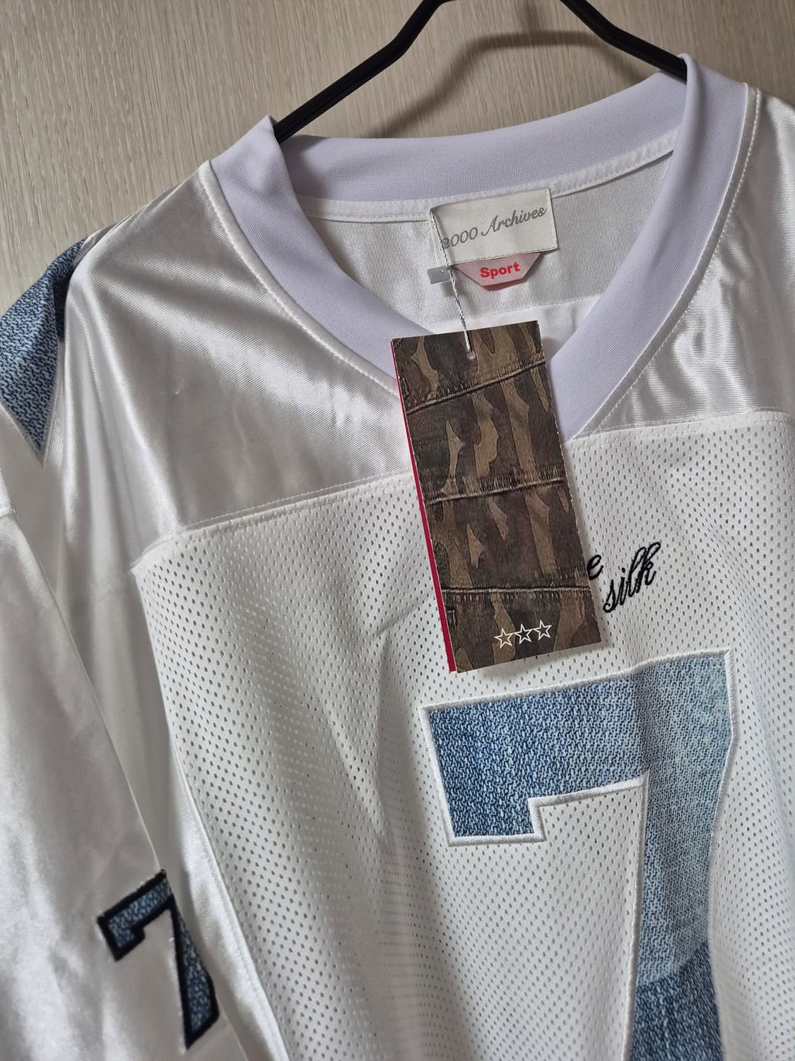 (새제품) 2000 아카이브 풋볼 셔츠 데님 반팔 상품이미지3